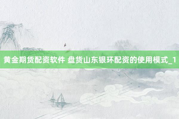 黄金期货配资软件 盘货山东银环配资的使用模式_1